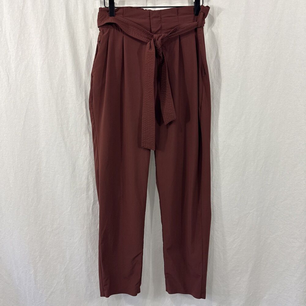 Athleta Womens Skyline Pant II Size 6 Burgundy Pants Athleisure Belted Career